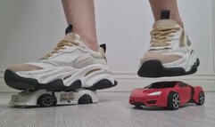 Sneaker Goddess Crushes Cars – Tiny Vehicles Destroyed Under My Feet