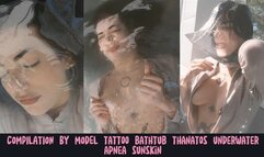 HD COMPILATION by model Tattoo bathtub Thanatos underwater apnea sunskin 70037