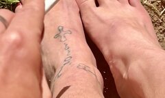 Foot Ashtray - Smoking with Red Toenails & Dirty Feet Human Ashtray