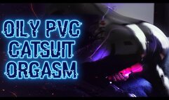 Voyeur Oily PVC Catsuit Tease – Caught You Watching, I Oil Up Shiny, Cum Hard with Pink Vibrator