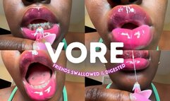 Vore Fantasy: Tiny Friends Swallowed & Digested - Giantess - Ebony - Mouthfetish - Uvula - Drool - Biglips - Longtongue - Fetish