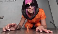 Sexy Giantess Big ass Prisoner has a Tiny prisoner as Foot and Ass Slave until VORE