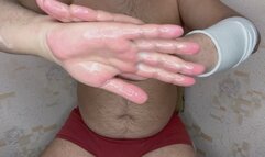 I massage my hands
