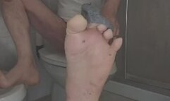 Dirty Soles Revealed: Masked Bathroom Session in Grey Socks