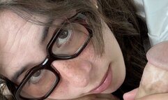 POV Deepthroat & Cum Swallow - Sweet Trans Femboy Wakes Up Daddy With Blowjob