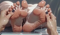 SSBBW Oil Foot Massage Close Up - Big Beautiful Feet & Toes