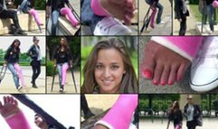 Amirah LLC Crutching in the Park and Showing Off Her Cast Foot (in HD 1920X1080)