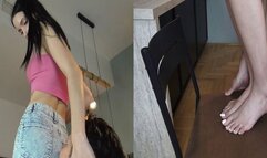 Girl nexst door jeans ass worship domination with penis trampling!