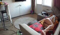special candid REM sleeping bare feet closeup scenes Living room camera at Draca reallifecam apartment at Voyeur House TV from 05 h 04 min to 08 h 09 min