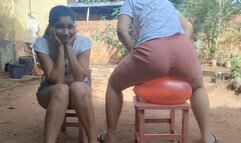 Popping Balloons With My Huge Butt While Sitting in a Chair
