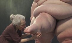 90 Year Old Granny Sucking Obese SSBBW Toes - Extremely Horny Foot Play