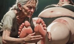 Old Granny Foot Worship on Obese Woman - Granny Extremely Horny