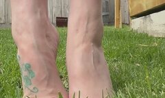 Veiny Barefoot Tease in the grass