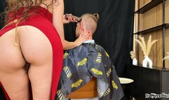 Red Dress Hairdresser Shaves His Head with Clippers