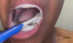 Giantess Caramel Brushes Teeth
