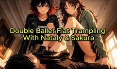 Double Ballet Flat Trampling With Nataly & Sakura | Femdom Trampling Animation