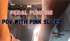 Pedal Pumping POV With Pink Sandals
