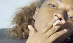 Pretty Ebony Teen Smoking - Close up of Angelica smoking
