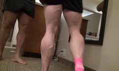 Calf comparison and stomach punch