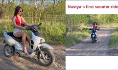Riding a scooter for the first time