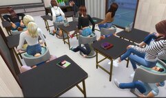 GODDESS UNIVERSITY — Class in Jeans: The Boys Serve as Chairs for the Girls and the Teacher (CAMERA POV)