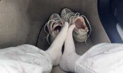 Taking Off My Sneakers & Socks in the Car – Scratching & Massaging One Foot Against the Other