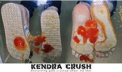 Cherry Tomatoes Crush and Stomp Under Glass - Platform Flip Flops and Bare Feet!