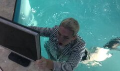 Threw My PC in the Pool and Jumped after It! Office Outfit!