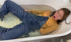 Denim Overalls and Sheer Bodysuit! Masturbation!