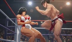 Muscular American vs Japanese Sexy Woman 3D Fight - Intense Muscle Catfight sex