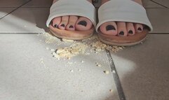Goddess Stella crushes food under her sexy shoes