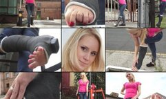 Stella SLWC Dodging Obstacles and Protecting her Toes in an Unfamiliar Neighborhood with Foot Play (in HD 1920X1080)