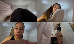 The giantess bathroom full of little men. (POV Shrunken)