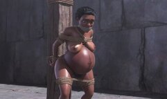 Pregnant African Slave in Bondage - Desperate for More Cum & Breeding