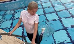 Wetlook in outdoor Pool! Very Sheer Turtleneck!