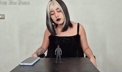 Giantess Gothic Boss shrinking tiny employee for Foot domination and Sweaty armpit humiliation and worship