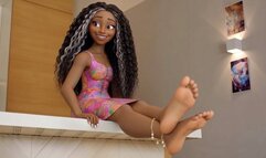 Ebony MILF Foot Tease In The Kitchen