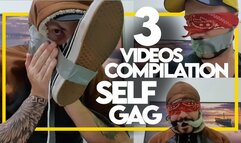 Compilation - 3 Videos - Self Gag with duct tape, bandana and socks (1080p) Gay Bondage - Gay Domination - Gagged - Male Gagged - BDSM - C4SBondage26