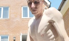 Working Out Naked In The Heat of The Garden !!