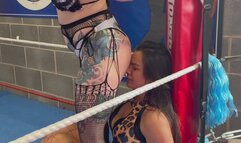 brunette gets smothered by tattooed red head