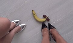 Crushed a banana and grapes Cr
