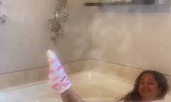 Wet Masala bathes with cute thick socks on!