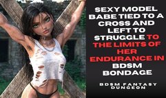 Cute muscled gym babe captured and tied to a cross in BDSM Bondage for not shaving her sweaty hairy armpits so you can watch her fit toned body struggle
