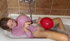 Wet in Pajamas with Balloons! Then Undress!