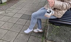 Walking with only one sneaker and one white socks HD mp4 1920x1080