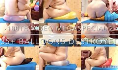 100th Video Megaspecial pt2! 35+ Balloons Sit to Popped BOTH FULLY NAKED!!! 3 Cams, Slowmo, BBW Balloons!