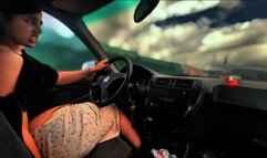 Curvy Latina Teases with Huge Ass Shaking & Bouncing While Driving Manual Car on Mountain Road