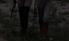 Kalinda and Kahina train their human pony