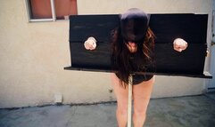 Public Pillory Wedgies & Caning Discipline (Naked)