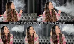 Smoking marlboro reds on my cozy sweater